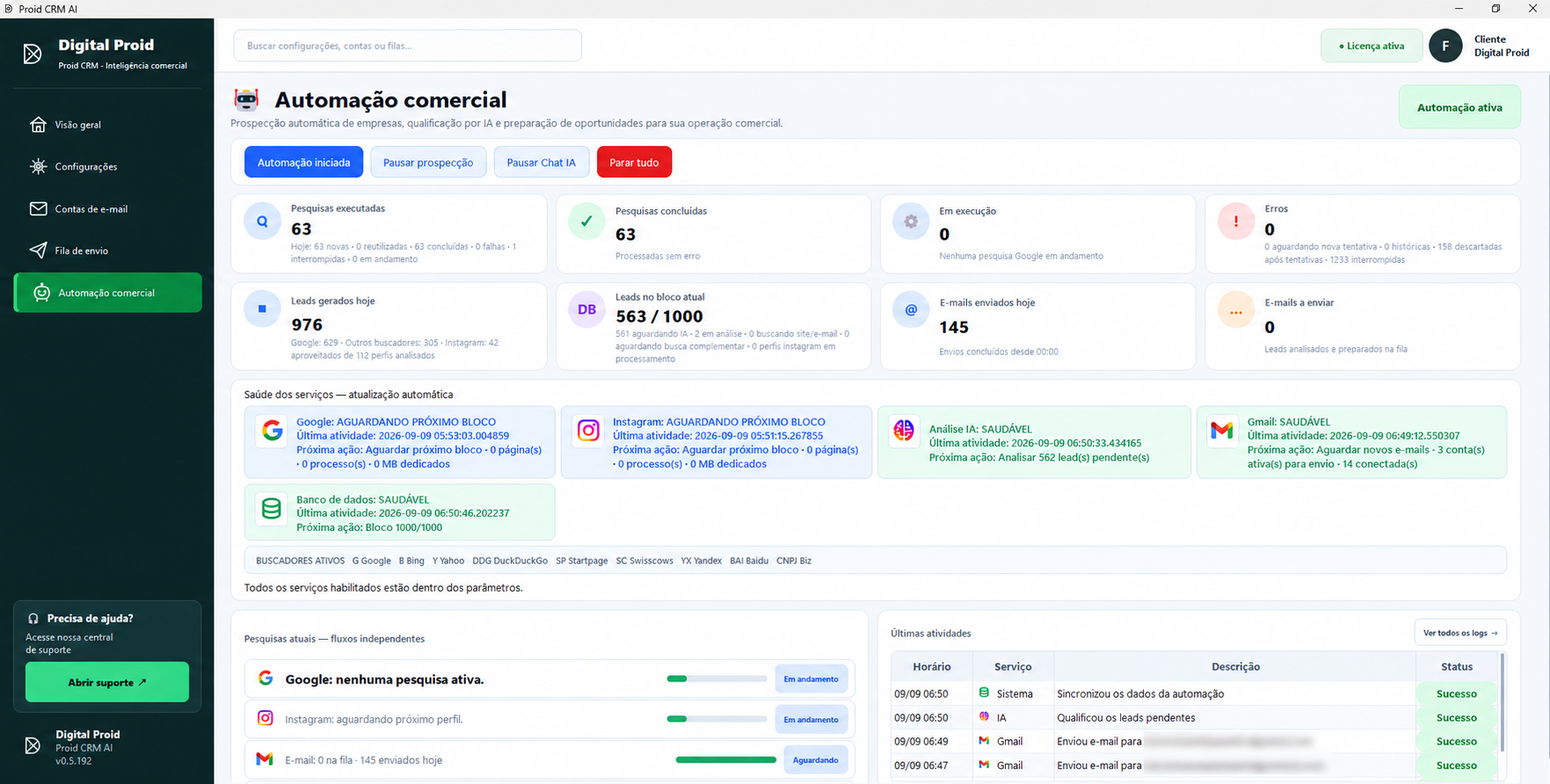 Automação comercial — Proid CRM